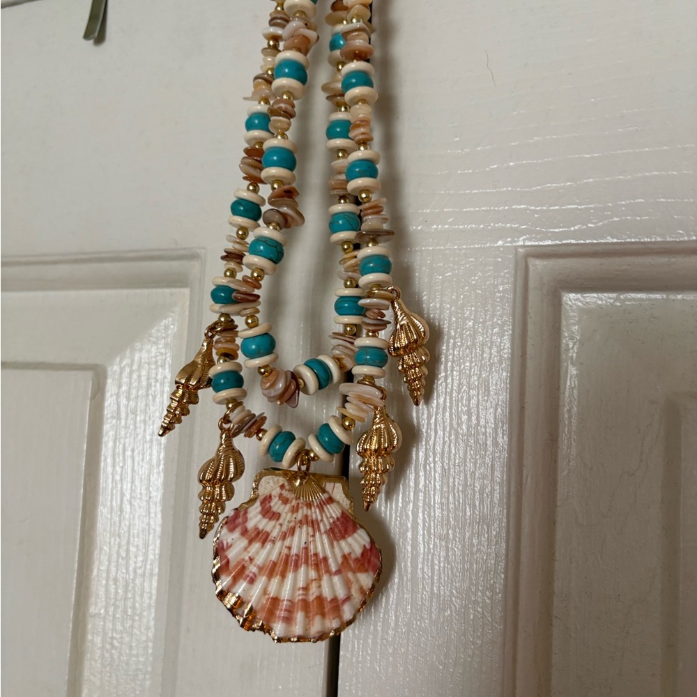 Gold and Turquoise Shell Necklace